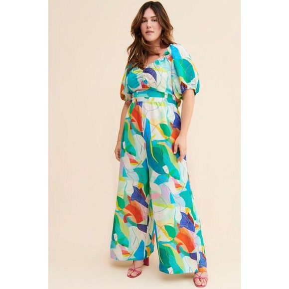 New Anthropologie Ranna Gill Tie-Back Cutout Jumpsuit Size  3x - Picture 1 of 9